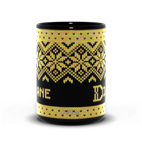 Black Snowflake Handpainted Yarn Mug